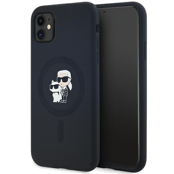 Husa Karl Lagerfeld Silicone Karl&Choupette Magsafe pentru iPhone 11 / Xr - Negru