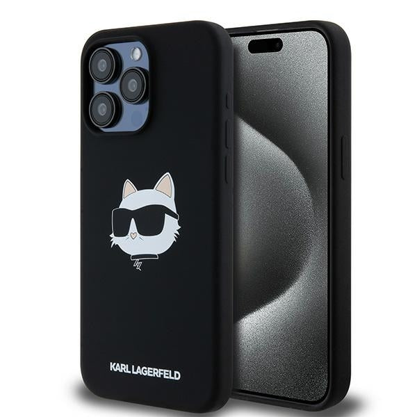 Husa Karl Lagerfeld Silicone Choupette Head Magsafe pentru iPhone 15 Pro - Negru