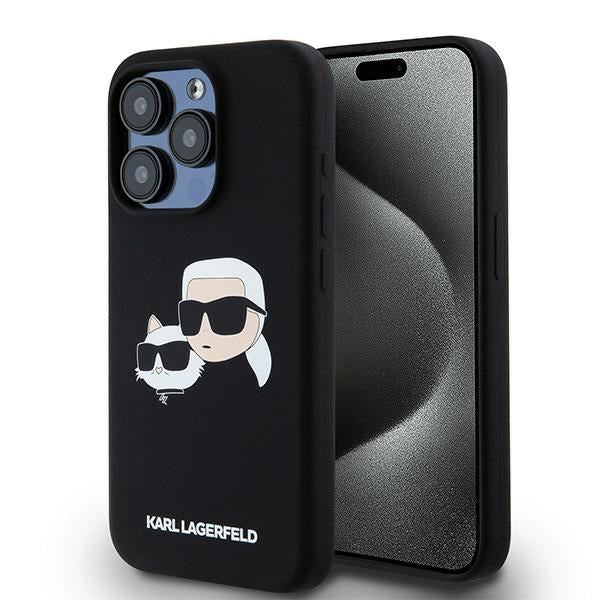 Husa Karl Lagerfeld Silicone Karl&Choupette Magsafe pentru iPhone 15 Pro - Negru