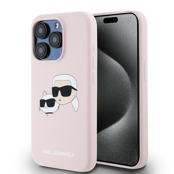 Husa Karl Lagerfeld Silicone Karl&Choupette Magsafe pentru iPhone 15 Pro Max - Roz