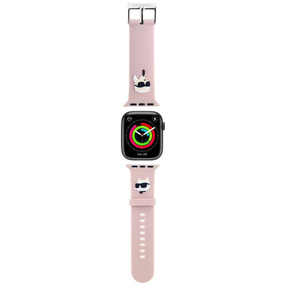 Curea Karl Lagerfeld 3D Rubber Karl&Choupette Heads pentru Apple Watch 38/40/41mm - Roz