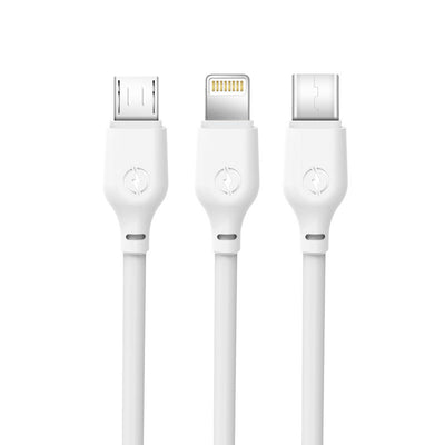 Cablu XO Nb103 3in1 USB - Lightning + Usb-c + Microusb 1,0 M 2,1A Alb