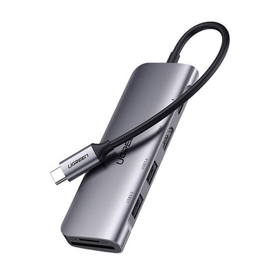 Adaptor Ugreen Cm195 ​​6in1 Usb-c - Hdmi / 2x Usb-a 3.0 / Usb-c PD / SD / TF Reader - Gri