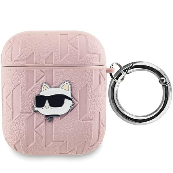 Husa Karl Lagerfeld Monogram Choupette Head pentru AirPods 1 / 2 - Roz