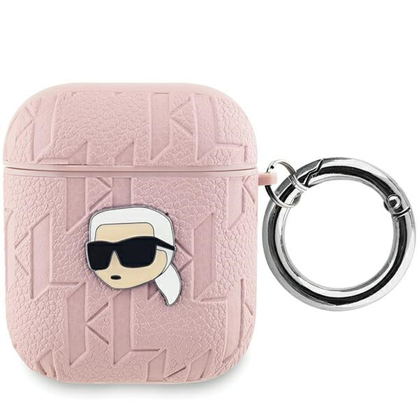 Husa Karl Lagerfeld Monogram Karl Head pentru AirPods 1 / 2 - Roz
