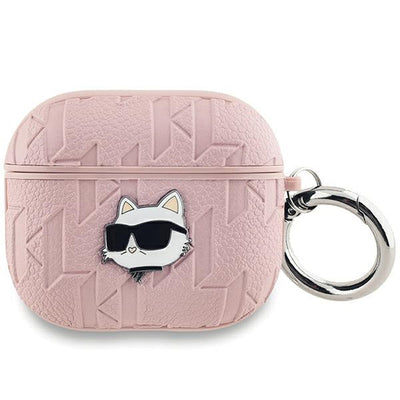 Husa Karl Lagerfeld Monogram Choupette Head pentru AirPods 3 - Roz