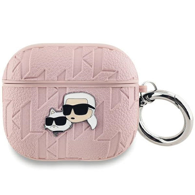 Husa Karl Lagerfeld Monogram Karl & Choupette Head pentru AirPods 3 - Roz