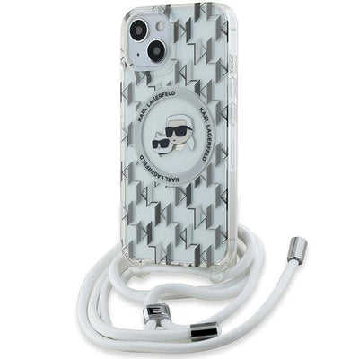 Husa Karl Lagerfeld IML Crossbody Monogram Karl & Choupette Head Magsafe pentru iPhone 15 / 14 / 13 - Transparent