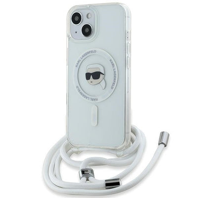 Husa Karl Lagerfeld Crossbody IML Karl Head Magsafe pentru iPhone 15 / 14 / 13 - Transparent