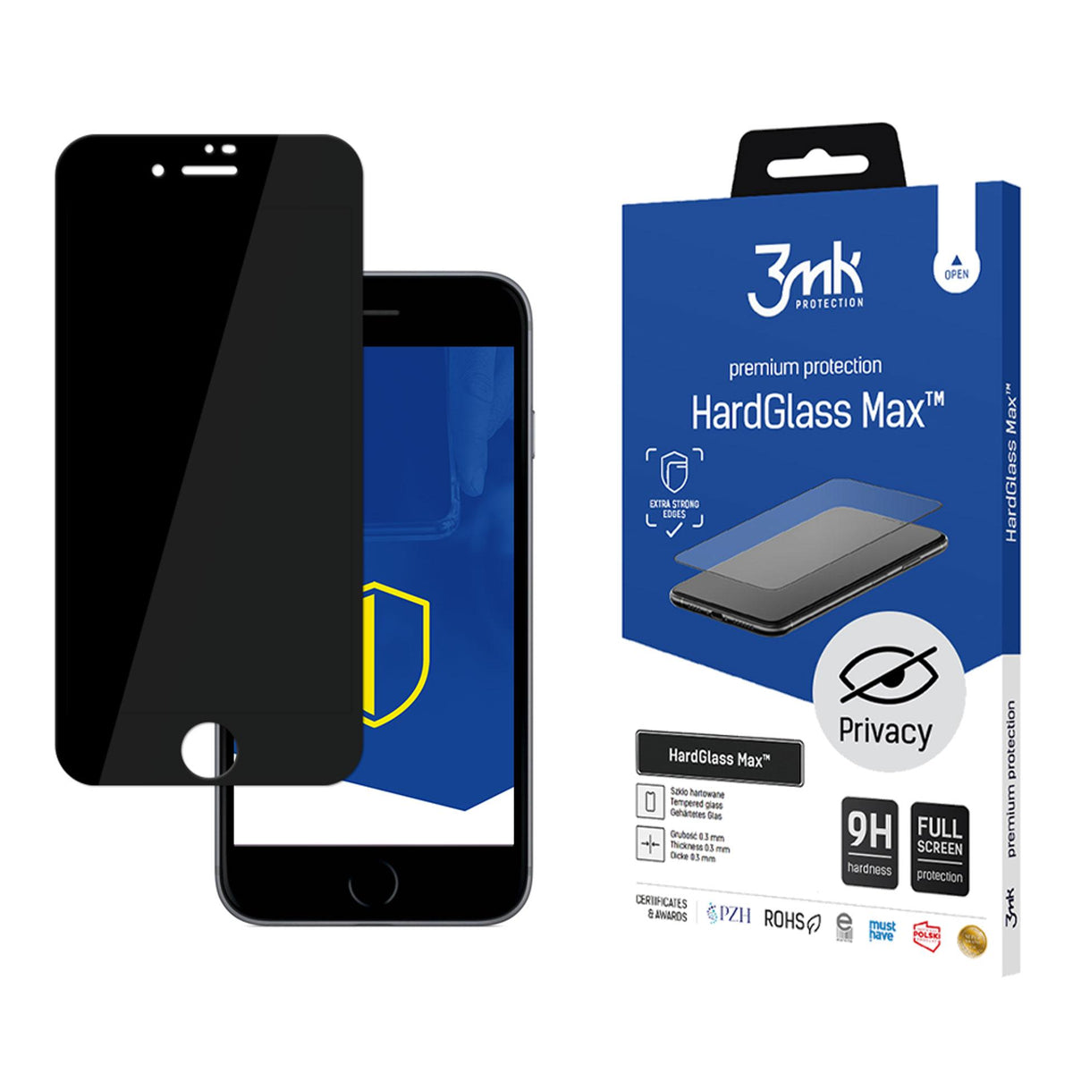 Folie 9H Privacy Glass 3mk Hardglass Max Privacy pentru iPhone 7