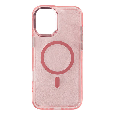 Husa Glitter Magsafe pentru iPhone 16 Plus - Roz cu Glitter