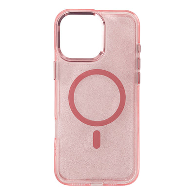 Husa Glitter Magsafe pentru iPhone 16 Pro Max - Roz cu Glitter
