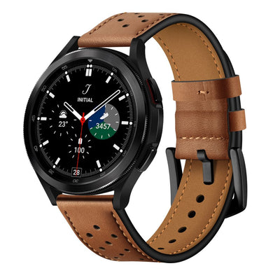 Curea Tech-protect Leather pentru Samsung Galaxy Watch 4 / 5 / 5 Pro / 6 / 7 / FE - Maro