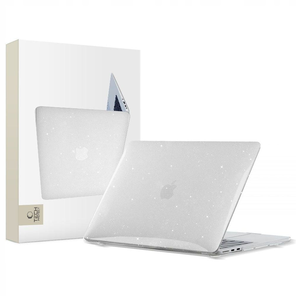 Husa Tech-protect Smartshell pentru MacBook Air 13" M2 / M3 / 2022-2024 - Transparent-glitter