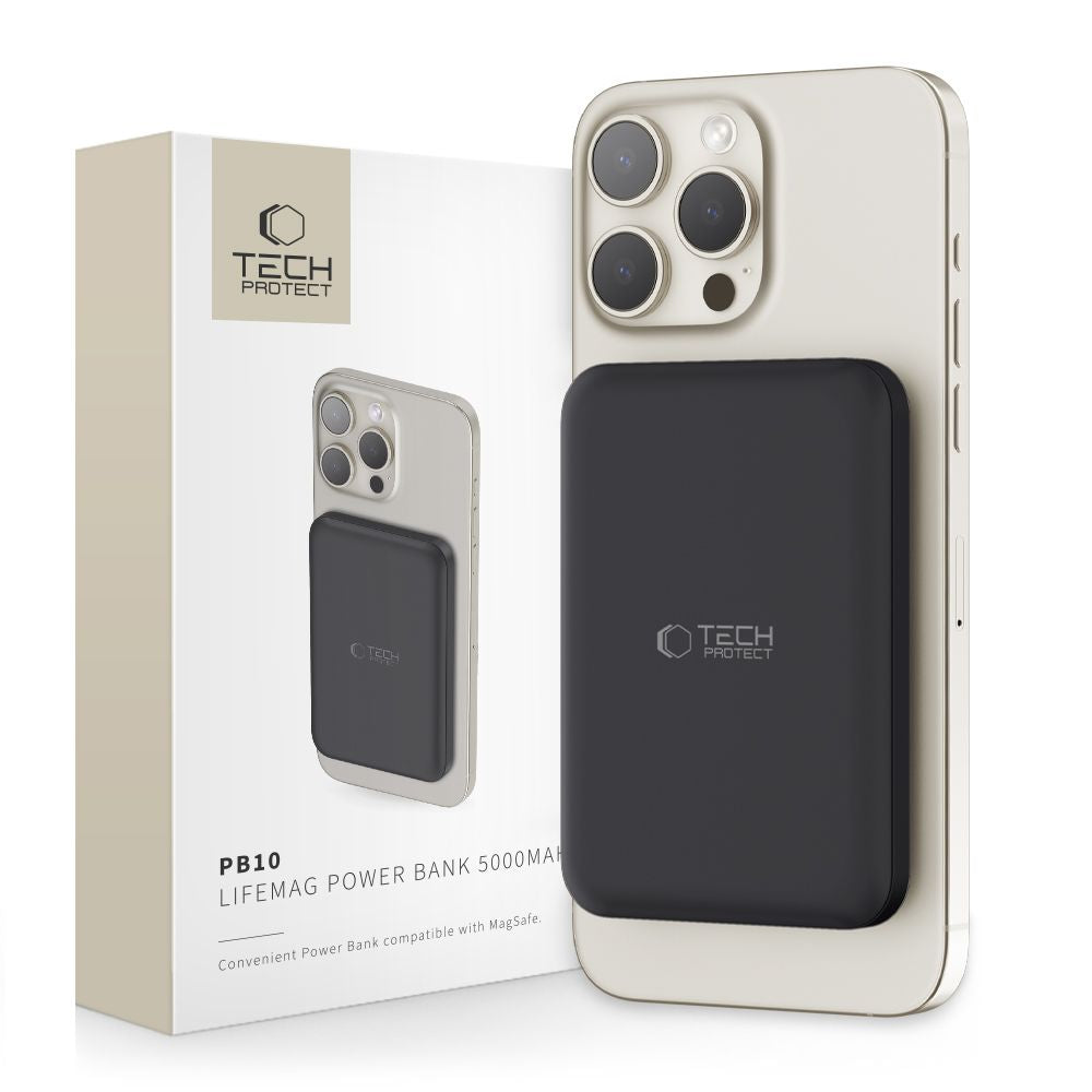 Cablu Tech-protect Lifemag Pb10 Acumulator extern cu Magsafe 5000mAh 15W Usb-c Port - Negru + Usb-c