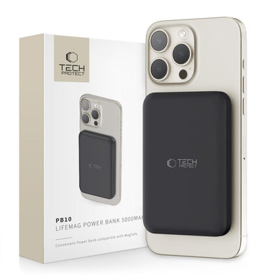 Cablu Tech-protect Lifemag Pb10 Acumulator extern cu Magsafe 5000mAh 15W Usb-c Port - Negru + Usb-c