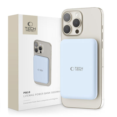 Cablu Tech-protect Lifemag Pb10 Acumulator extern cu Magsafe 5000mAh 15W Usb-c Port - Albastru + Usb-c
