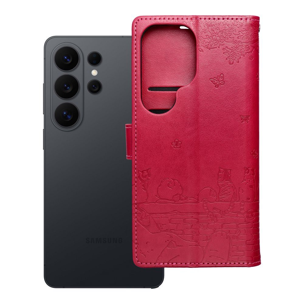Husa Mezzo Book Flip pentru Samsung S26 Ultra Cats Rosu