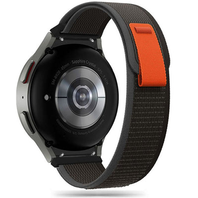 Curea Tech-protect Nylon pentru Samsung Galaxy Watch 4/5/5 Pro/6/7/FE - Negru & Portocaliu