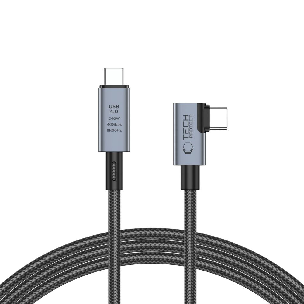Cablu Tech-protect Ultraboost Max L Usb-c 4.0 (Straight) / Usb-c 4.0 (Angled) PD 240W 8K 40Gbps 1.5m - Gri