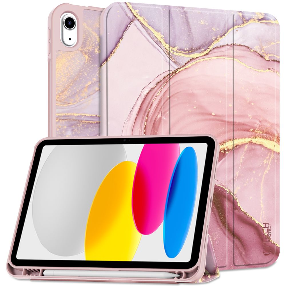 Husa Tech-protect SC Pen pentru iPad 10.9" 2022 - Roz Marble