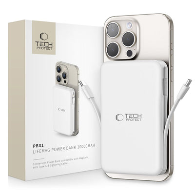 Cablu Tech-protect Lifemag Pb31 Acumulator extern cu Magsafe 10000mAh 15W Usb-c / Usb-a / Built-in Usb-c / Lightning - A