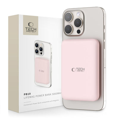 Cablu Tech-protect Lifemag Pb10 Acumulator extern cu Magsafe 5000mAh 15W Usb-c Port - Roz + Usb-c