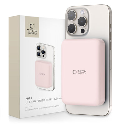 Cablu Tech-protect Lifemag Pb11 Acumulator extern cu Magsafe 10000mAh 15W Usb-c Port - Roz + Usb-c