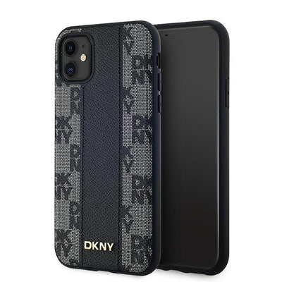 Husa Dkny Leather Checkered Mono Pattern Magsafe pentru iPhone 11 / Xr - Negru