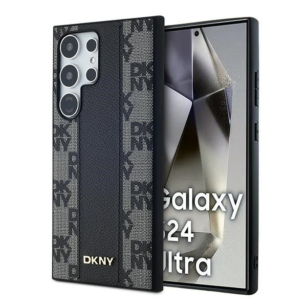 Husa Dkny Leather Checkered Mono Pattern Magsafe pentru Samsung Galaxy S24 Ultra - Negru