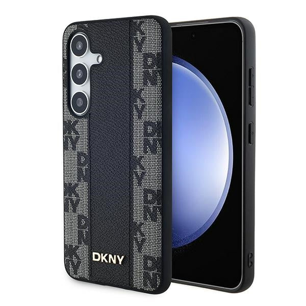 Husa Dkny Leather Checkered Mono Pattern Magsafe pentru Samsung Galaxy S24 - Negru