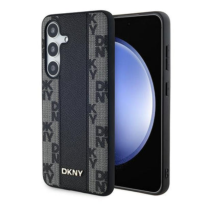 Husa Dkny Leather Checkered Mono Pattern Magsafe pentru Samsung Galaxy S24 - Negru