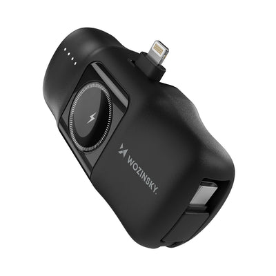 Cablu Wozinsky 5000mAh 15W Lightning Mini Acumulator extern cu Built-in Usb-c And Apple Watch Incarcator - Negru
