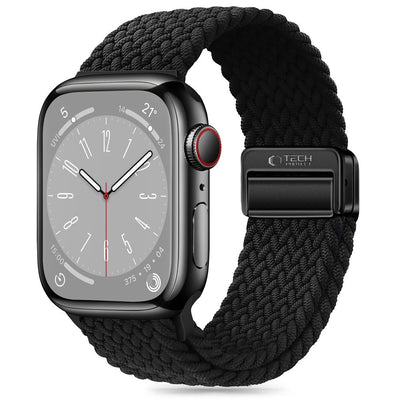 Curea Tech-protect Nylonmag pentru Apple Watch 4 / 5 / 6 / 7 / 8 / 9 / SE / Ultra 1 / 2 (42 / 44 / 45 / 49 MM) - Negru