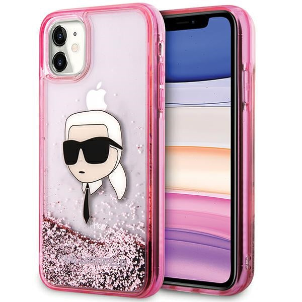 Husa Karl Lagerfeld Glitter Karl Head iPhone 11/XR - Roz