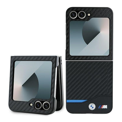Husa BMW Carbon Albastru Line pentru Samsung Galaxy Z Flip 6 - Negru