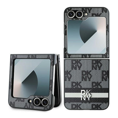 Husa Dkny Checkered Pattern Printed Stripes pentru Samsung Galaxy Z Flip 6 - Negru