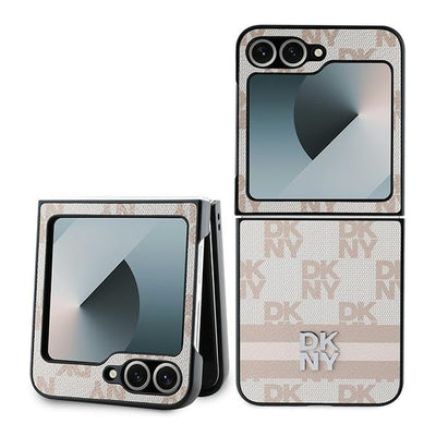 Husa Dkny Checkered Pattern Printed Stripes pentru Samsung Galaxy Z Flip 6 - Roz