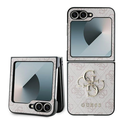Husa Guess Leather 4G Metal Logo pentru Samsung Galaxy Z Flip 6 - Roz