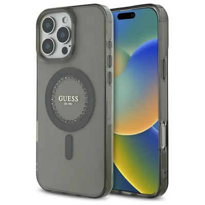 Husa Guess IML Rhinestones Magsafe iPhone 16 Pro - Negru