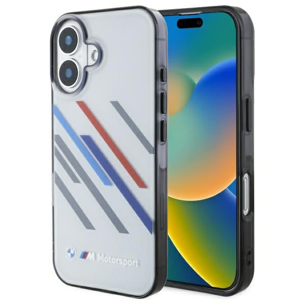Husa BMW Motosport IML Random Stripes iPhone 16 Plus - Gri