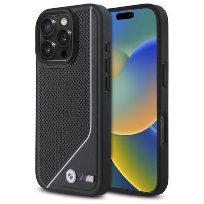 Husa BMW M Perforated Twisted Line Magsafe pentru iPhone 16 Pro - Negru