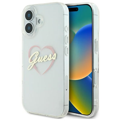 Husa Guess IML Heart pentru iPhone 16 Plus - Transparent
