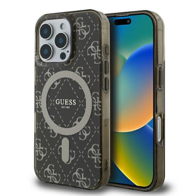 Husa Guess IML 4G Background Magsafe iPhone 16 Pro - Maro