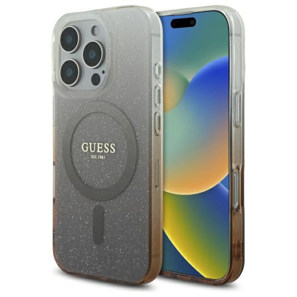 Husa Guess IML Glitter Gradient Magsafe iPhone 16 Pro - Maro