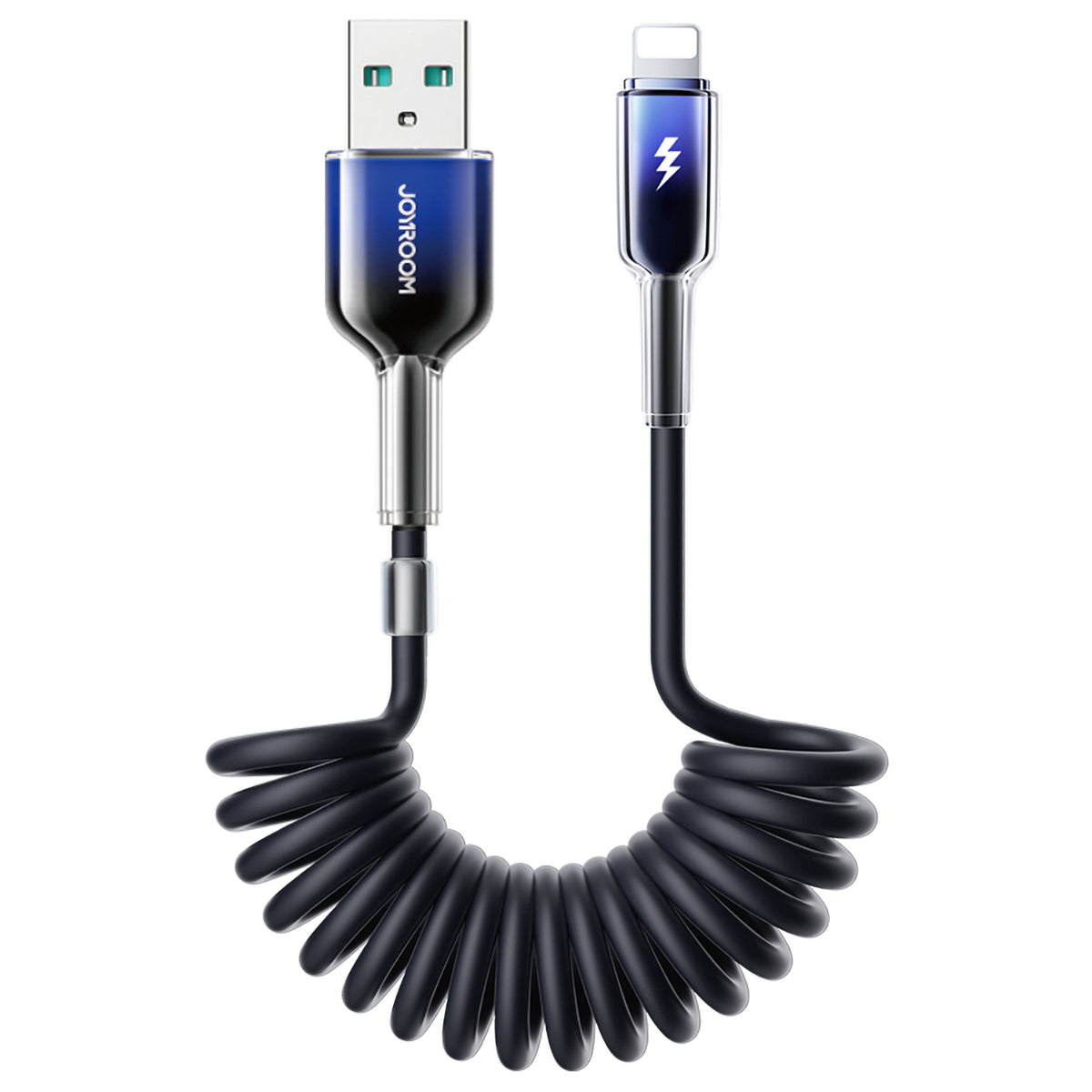 Cablu Joyroom S-a43 Crystal-Transparent Series 3A Usb-a - Lightning Spiral 1.5m - Negru