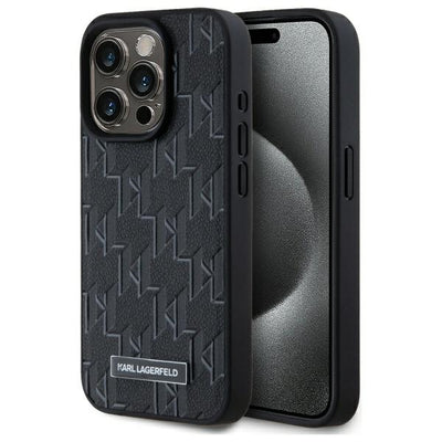 Husa Karl Lagerfeld Leather Monogram Metal Logo Magsafe iPhone 15 Pro - Negru