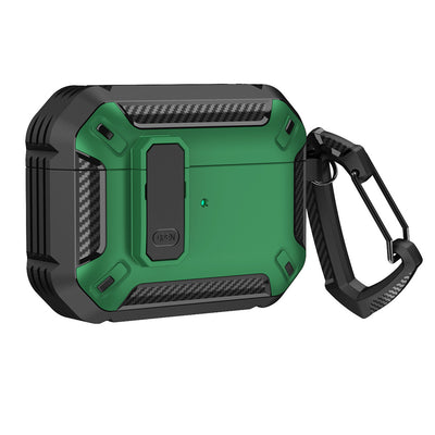 Husa AirPods 4 Armor cu Carabiner - Verde