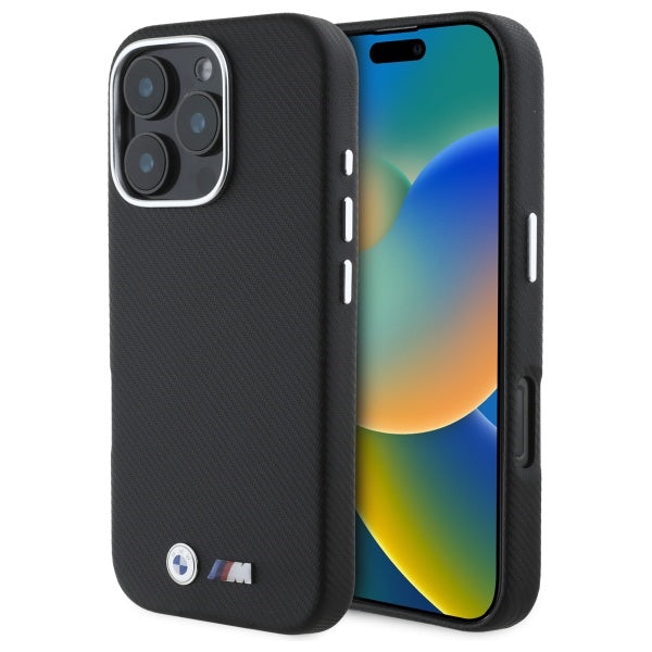 Husa BMW M Edition Kevlar Wrapped Metal iPhone 16 Pro Max - Negru