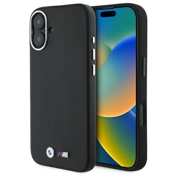 Husa BMW M Smooth Full Wrapped Metal Magsafe pentru iPhone 16 - Negru
